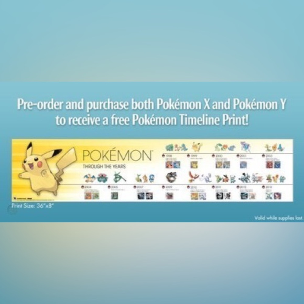 SOLD - Promotion poster Pokemon Timeline from Pokemon X and Y